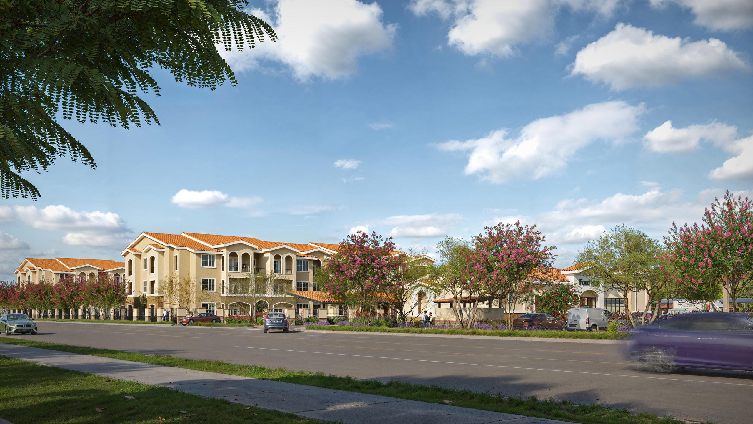 Residential Development Render High quality photorealistic rendering of a residential development with multi-story buildings and landscaped streets – architectural visualization.