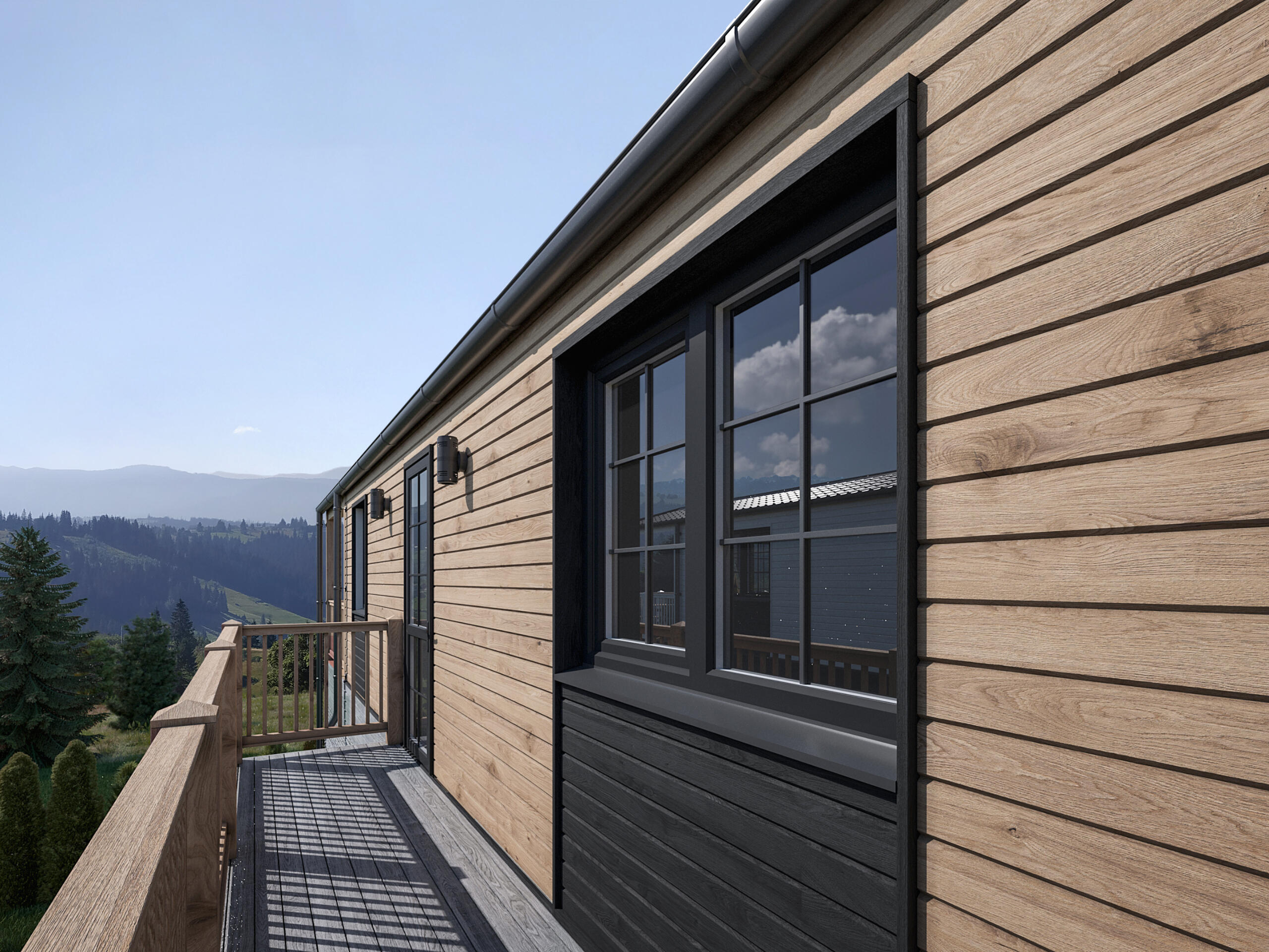 High End Wooden Modern House Exterior Detail - Photorealistic Texture